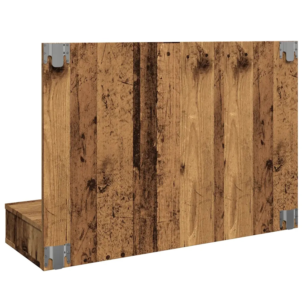 Mobile a Specchio con LED-Armadietto a Specchio Legno Antico 90x31,5x62 cm