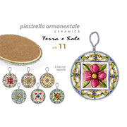 Trade Shop - Quadretto Piastrella Ornamentale In Ceramica 11 Cm Terra E Sole 6 Decori 828911 -