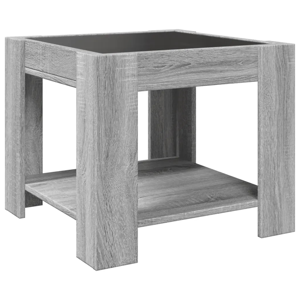 Tavolino salotto | Tavolino da caff¨¨ | Tavolino da Soggiorno con LED Grigio Sonoma 53x53x45 cm Multistrato