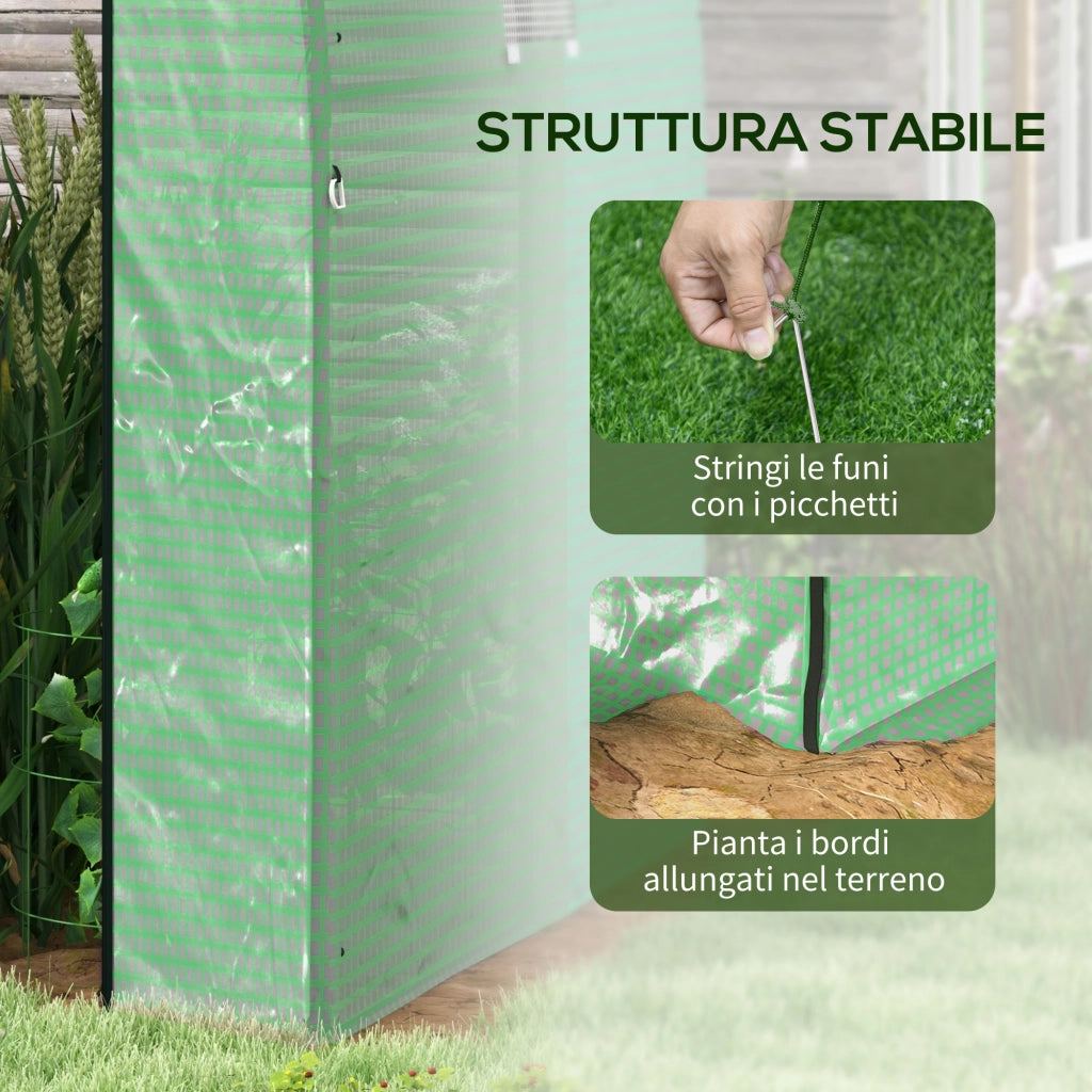 Serra da Giardino in Acciaio e PE Anti UV ¨C Zephmum ¨C Verde 1.8x1.8x2 m con Finestre