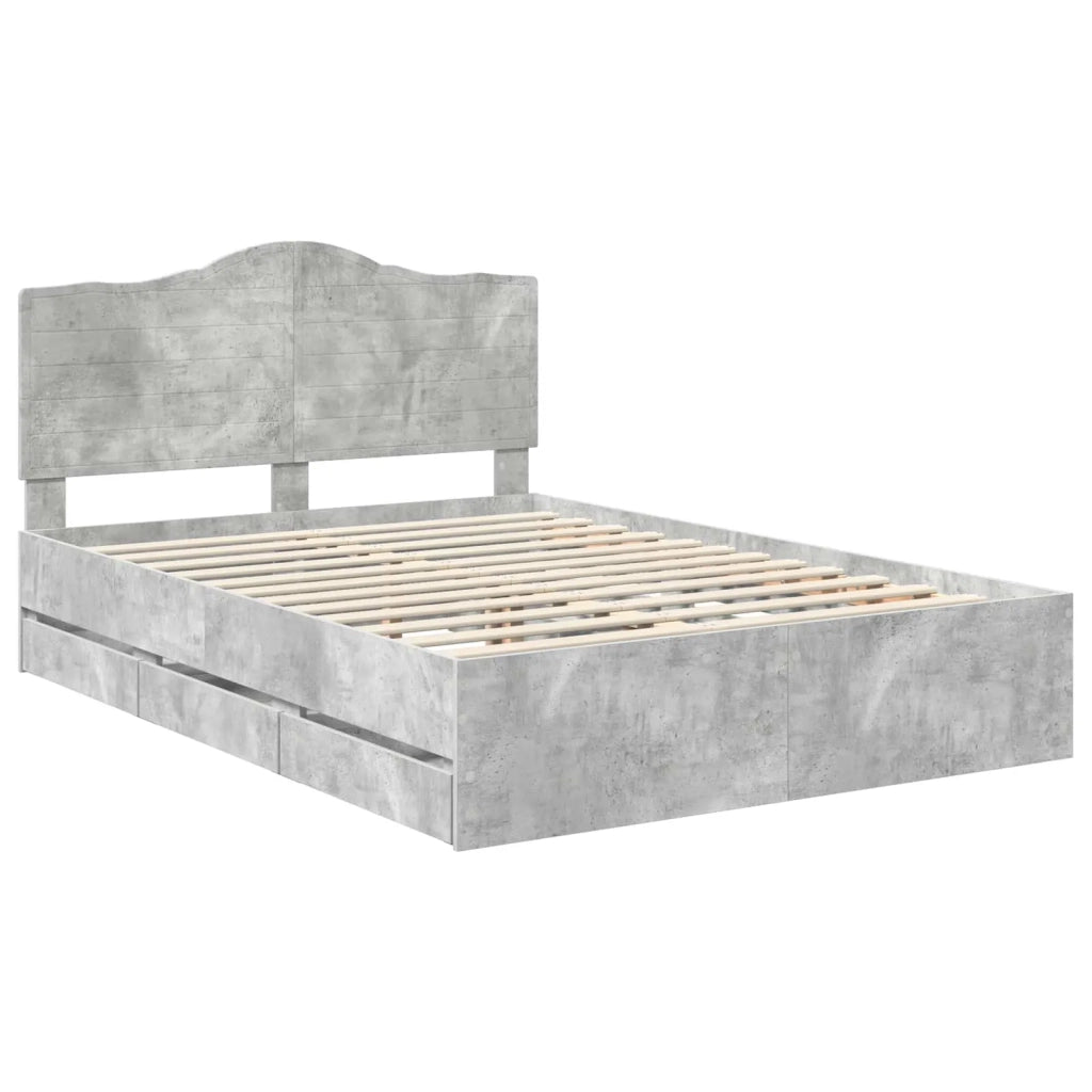 Struttura del letto con cassetto Grigio Cemento 140 x 190 cm 3413418