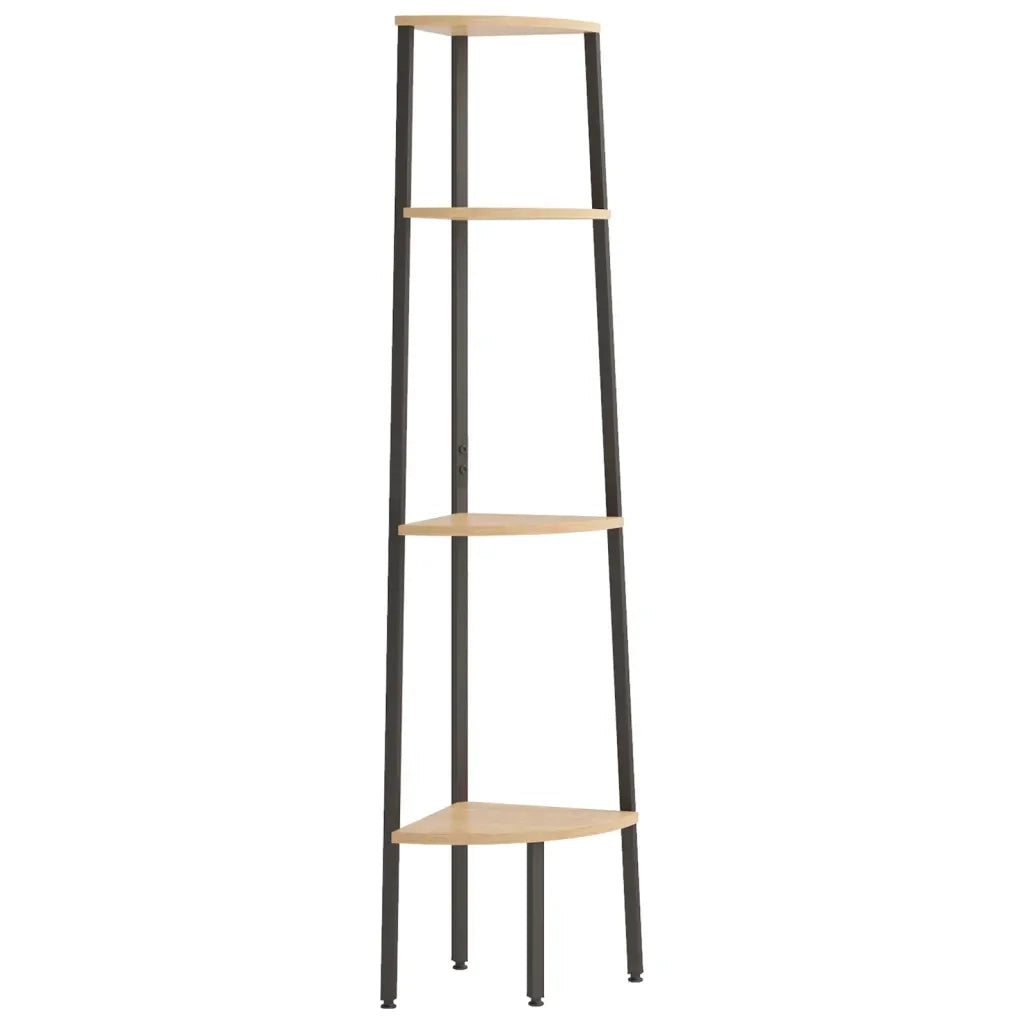 Scaffale angolare a 4 ripiani marrone chiaro e nero 45,5x31,5x150 cm CFW4748335