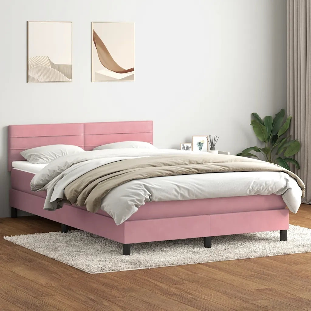 Giroletto a Molle con Materasso Rosa 140x210 cm in Velluto