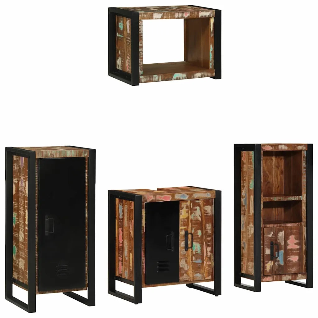 Set di mobili per il bagno 4 pcs Legno Recuperato Massello