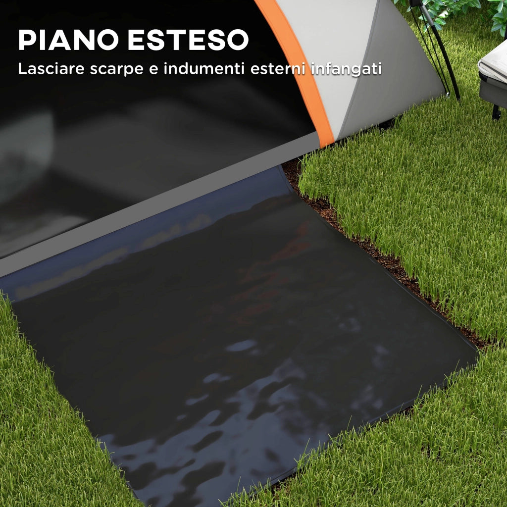 Tenda da Campeggio per 2 Persone Impermeabile 210x150x110 cm Pavimento Esteso Grigio e Arancione
