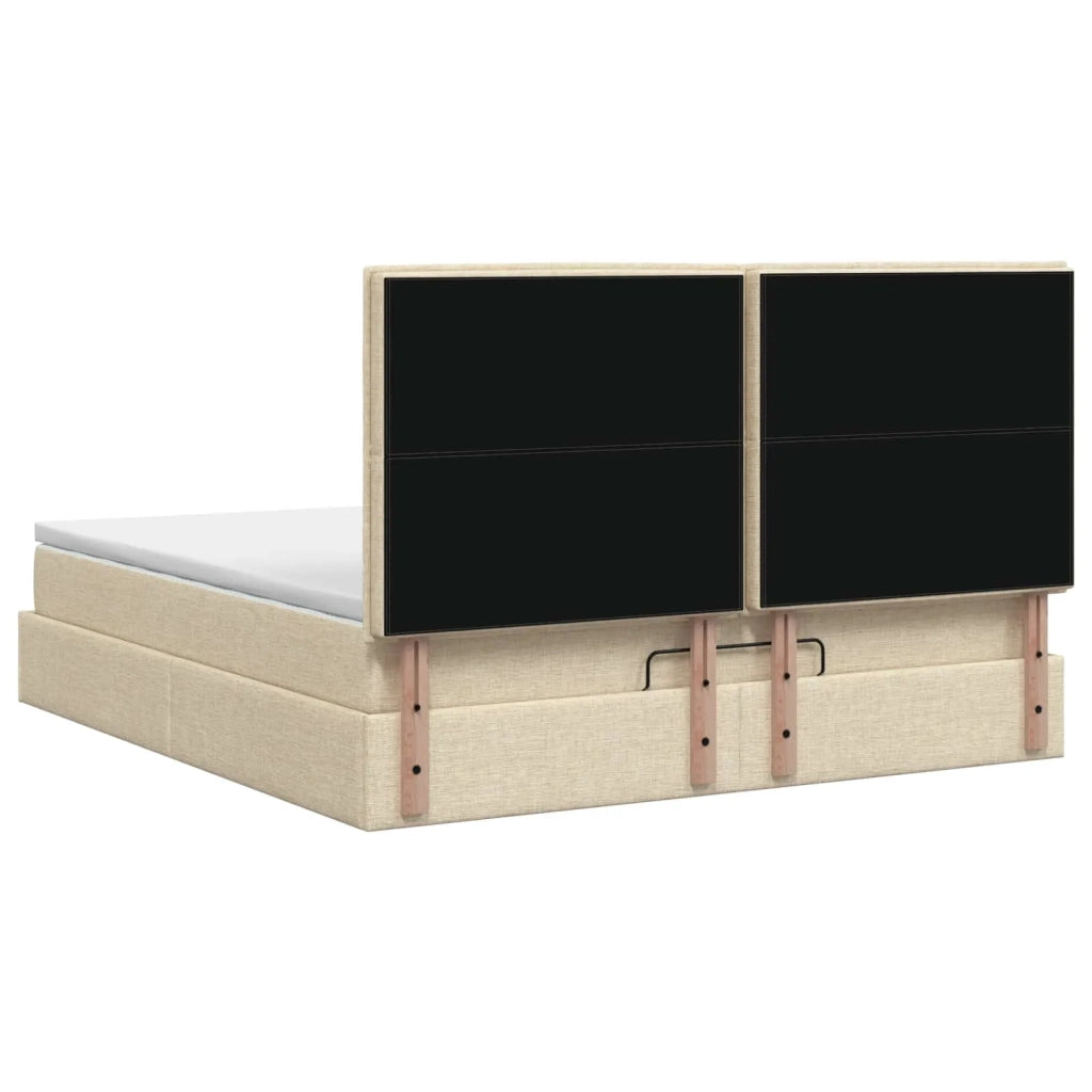Letto ottomano con materasso Crema 180 x 200 cm Tessuto 3457430