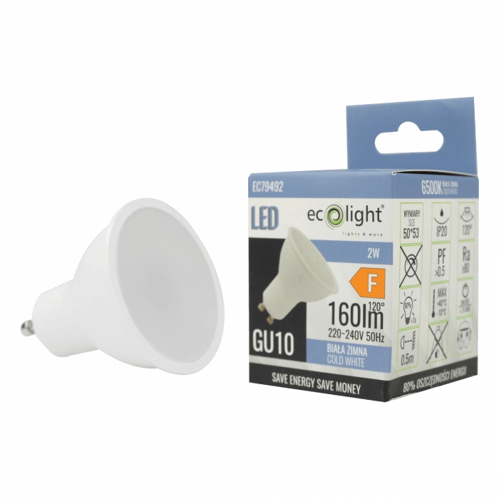 Lampadina LED GU10 2W 180lm 6500K anti-sfarfallio Ecolight