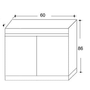 Mobile Lavatoio in Ceramica 2 Ante e Strofinatoio Integrato 60x60x86A cm Grigio Cemento