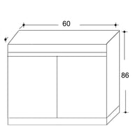 Mobile Lavatoio in Ceramica 2 Ante con Strofinatoio in Legno Massello 60x50x86A cm Grigio Cemento