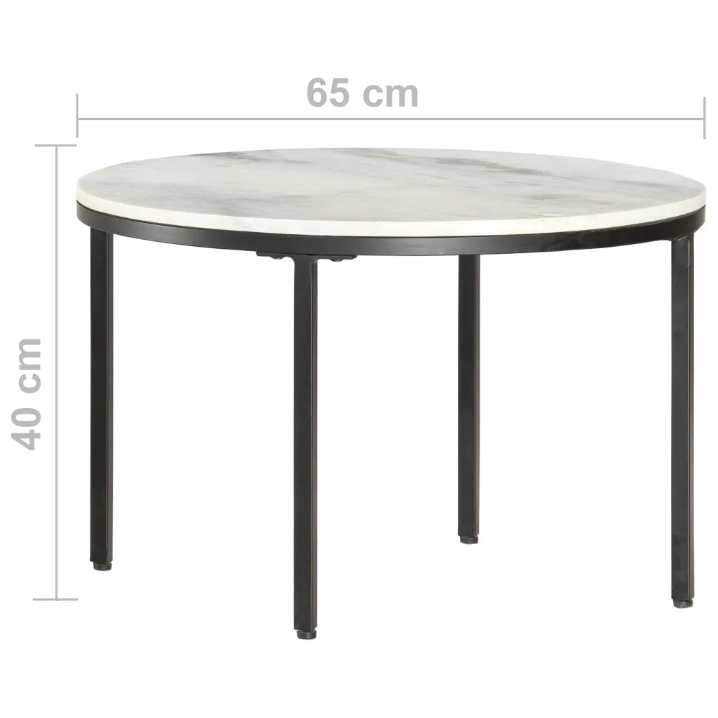 Tavolino da Salotto Bianco e Nero Ø65 cm in Vero Marmo Solido 286410