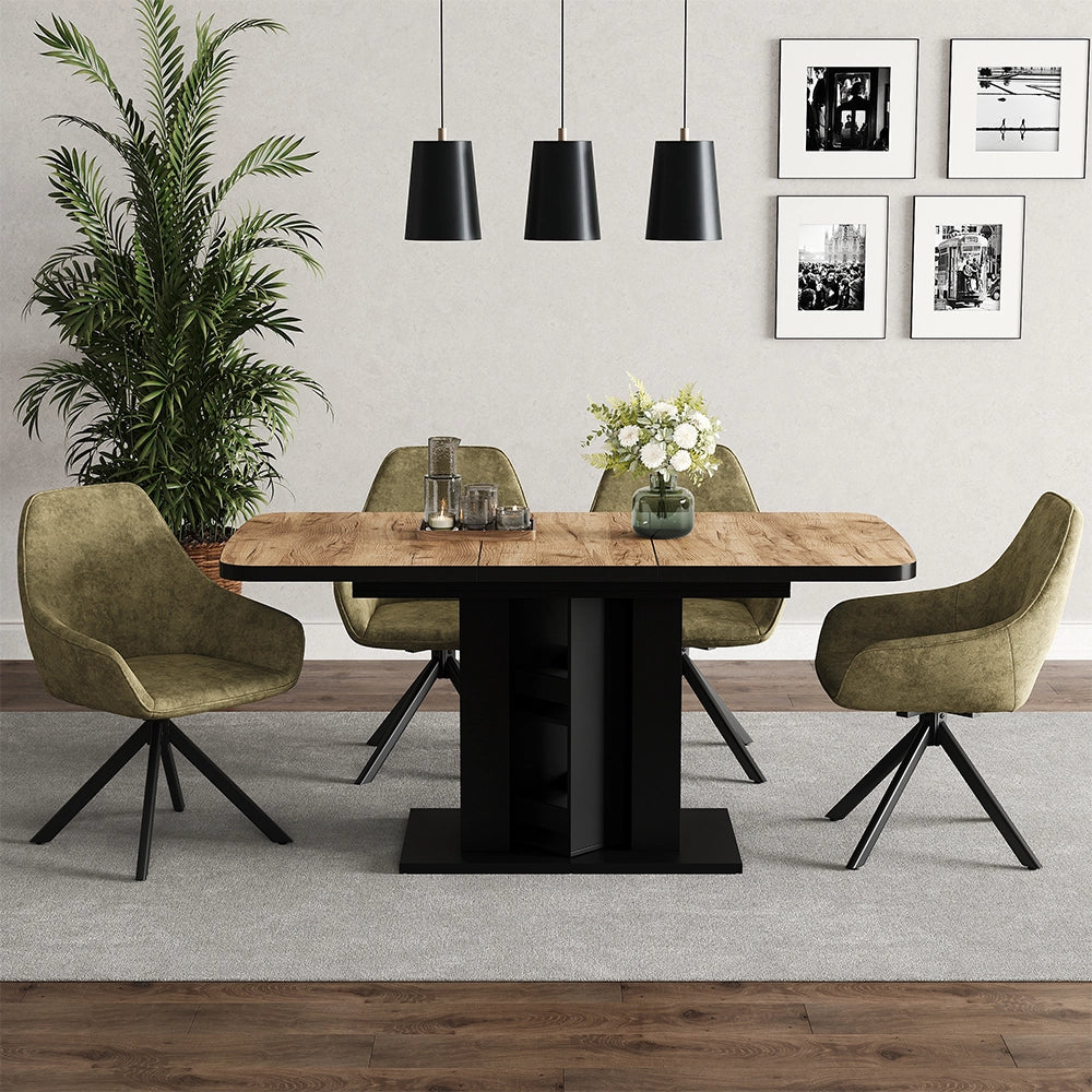 Vicco tavolo da pranzo allungabile Rovere Goldkraft/nero 120 x 80 cm