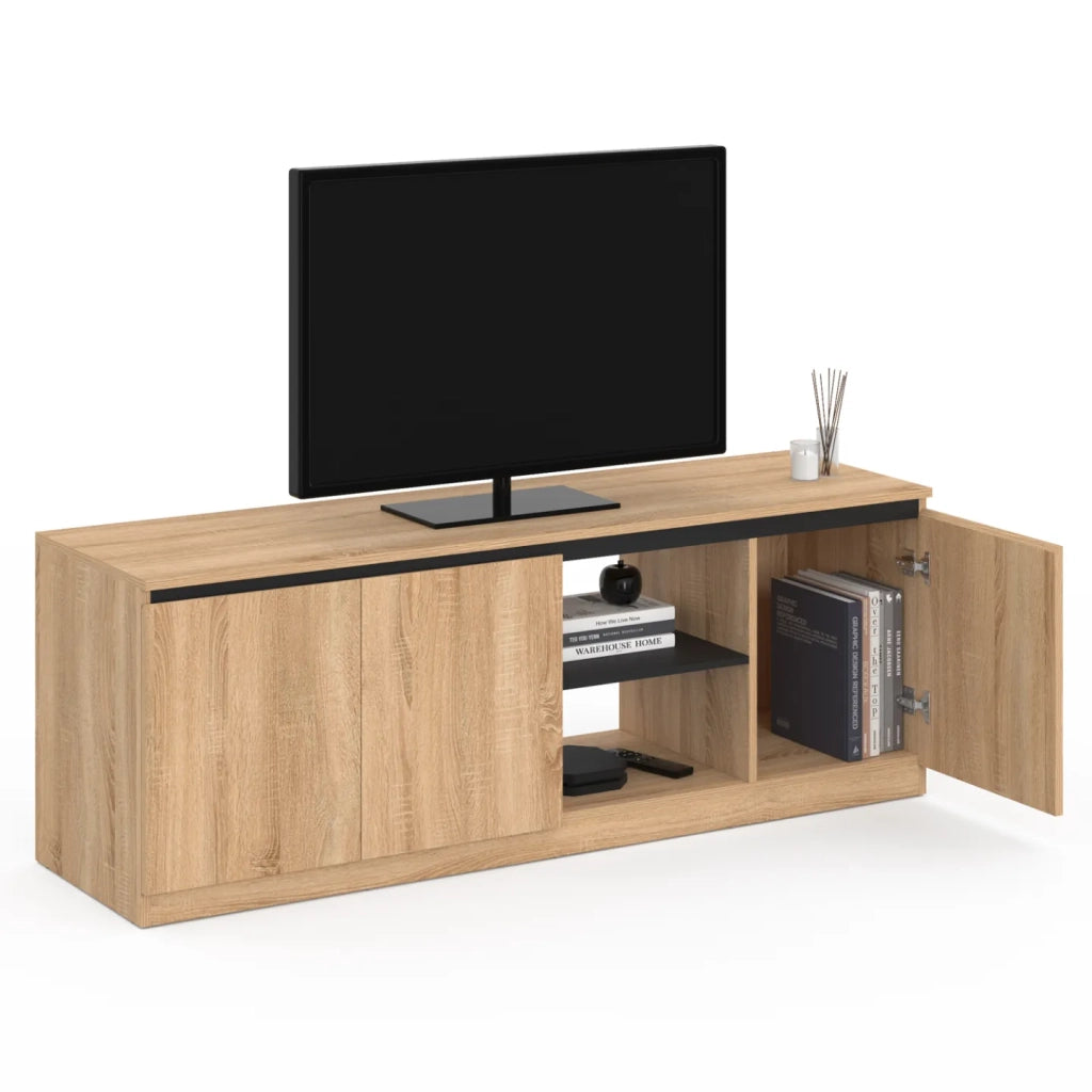 IDMarket - TOMI Porta TV a 3 ante in faggio e nero 140 cm