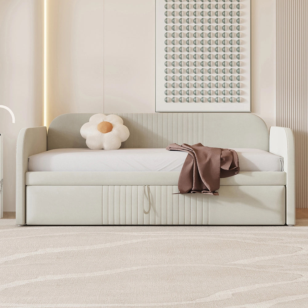 Divano letto estensibile - Xylo - 90/180x190 cm - Beige - Imbottito