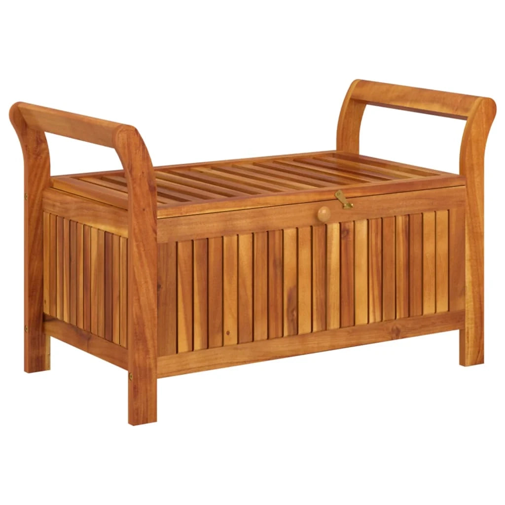 Panca da giardino mobili da esterno per patio contenitore da giardino con cuscino 91 cm legno di acacia 02_0011809