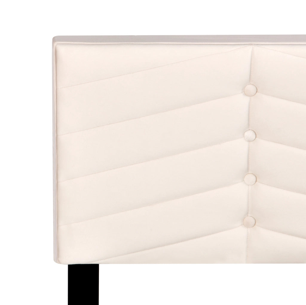 Letto imbottito 140x190 cm con rete a doghe e testiera regolabile in velluto beige