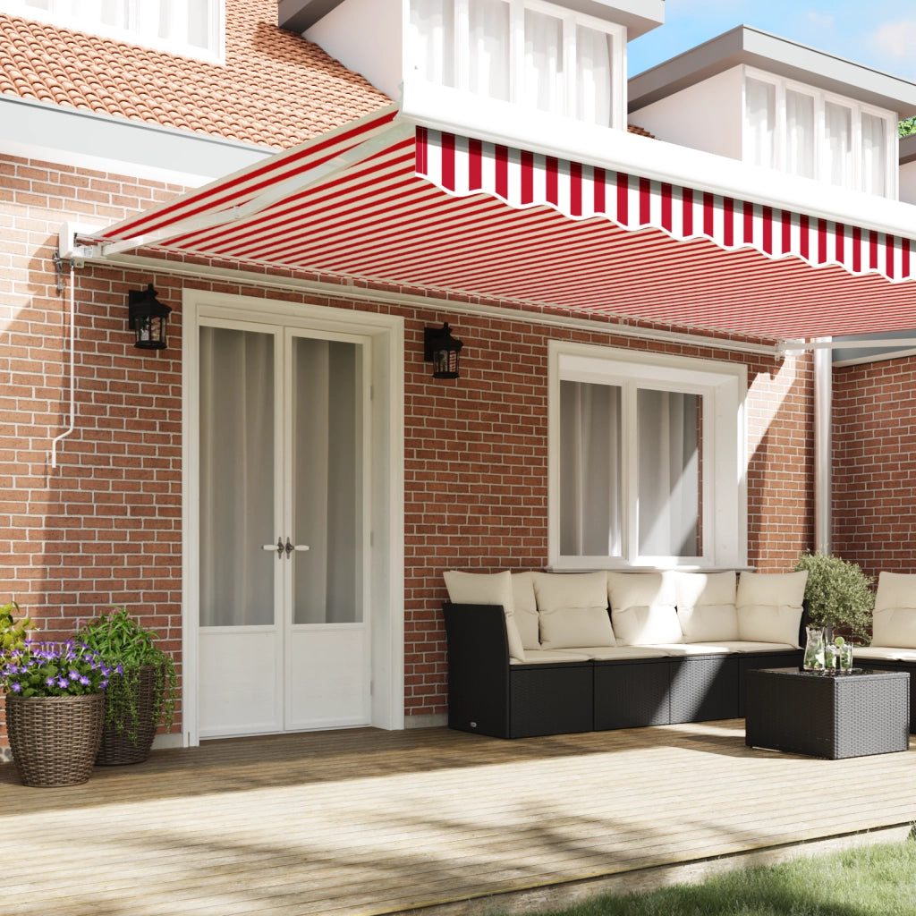Tenda Retrattile Automatica Strisce Rosse e Bianche 500x300 cm