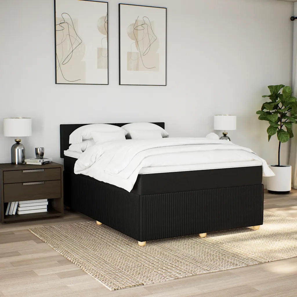 Giroletto a Molle con Materasso Nero 160x200 cm in Tessuto
