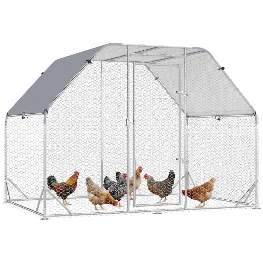 Recinto per Polli con Telo Copertura ¨C zephmum ¨C Acciaio Grigio 280x190x195 cm