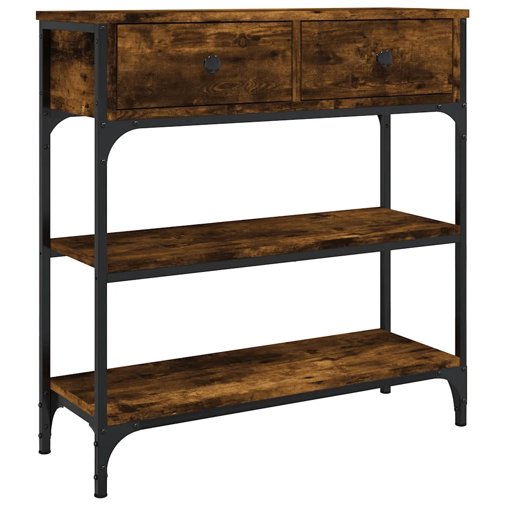 Tavolino Consolle-Tavolino da soggiorno-Tavolo Rovere Fumo 72,5x25x75cm in Legno Multistrato
