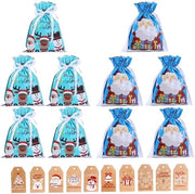 Sacchi di regalo - Corda di Natale - 10 pezzi - 24x32 cm - Corda per sacchi - Decorazioni per vacanze - Facile da imballare - Sacchi di regalo