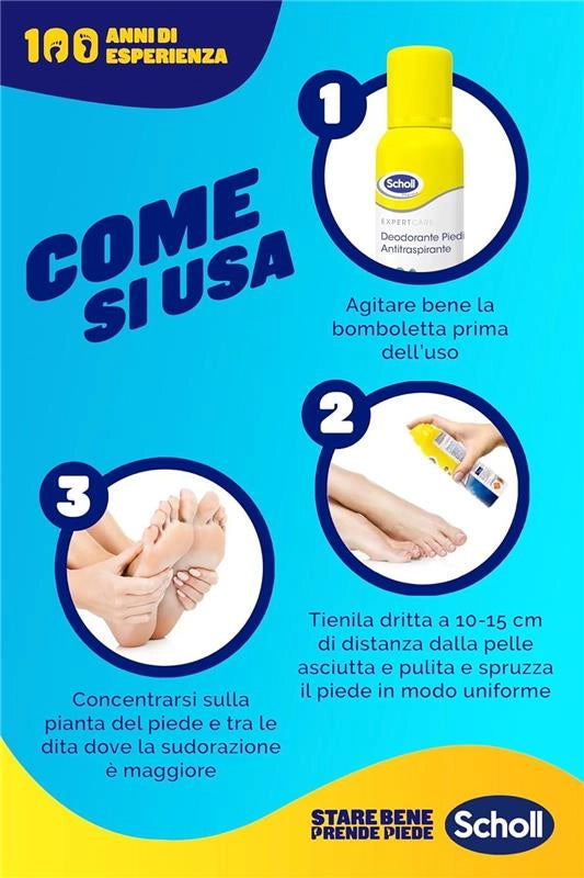 SCHOLL EXPERTCARE DEODORANTE PIEDI SPRAY TECNOLOGIA ATTIVA CONTROLLO ODORI ELIMINA CATTIVI ODORI PER 48H 150 ML