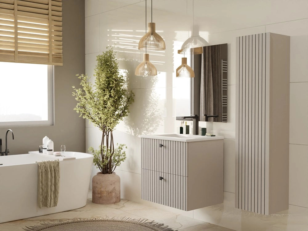 Mobile sottolavabo TIGO 60 2s cashmere 2 cassetti scanalato frontale sospeso