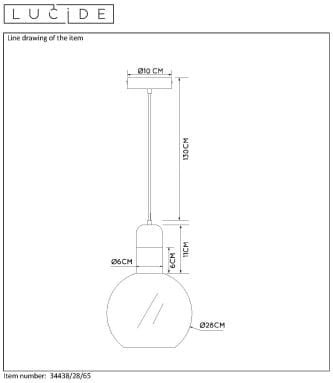 Lampada a sospensione Lucide Julius Ø28 nero oro E27