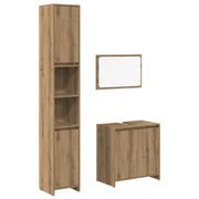 Set Mobili da Bagno | Armadio da bagno 3 pz Rovere Artigianale Legno Multistrato