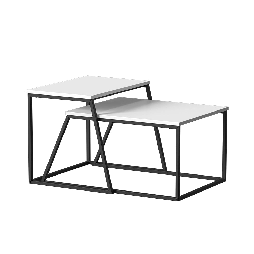 Vicco Tavolino da divano Bianco/nero 60 x 50 cm 2 parti