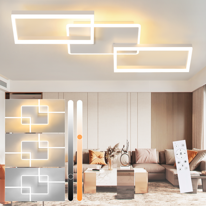 ZMH Lampada da soffitto plafoniera LED moderna 80 cm bianca dimmerabile telecomando 63W