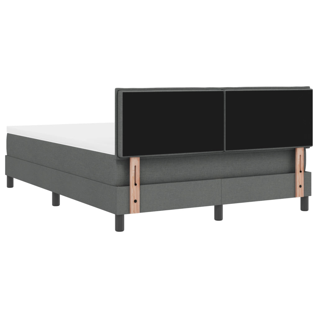 Letto Box Spring con Materasso e LED Grigio Scuro 160x200 cm Tessuto