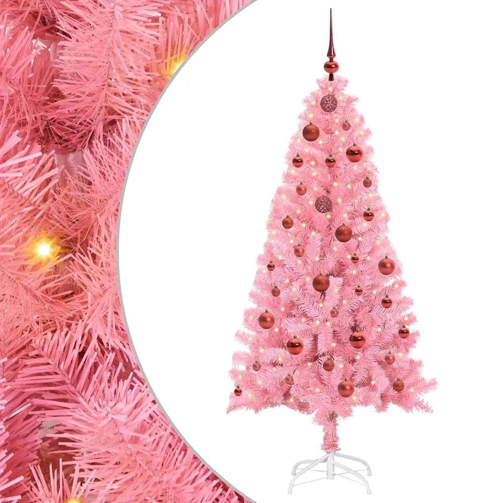 Albero di Natale con 150 LED con supporto Rosa 150 cm PVC 3396416