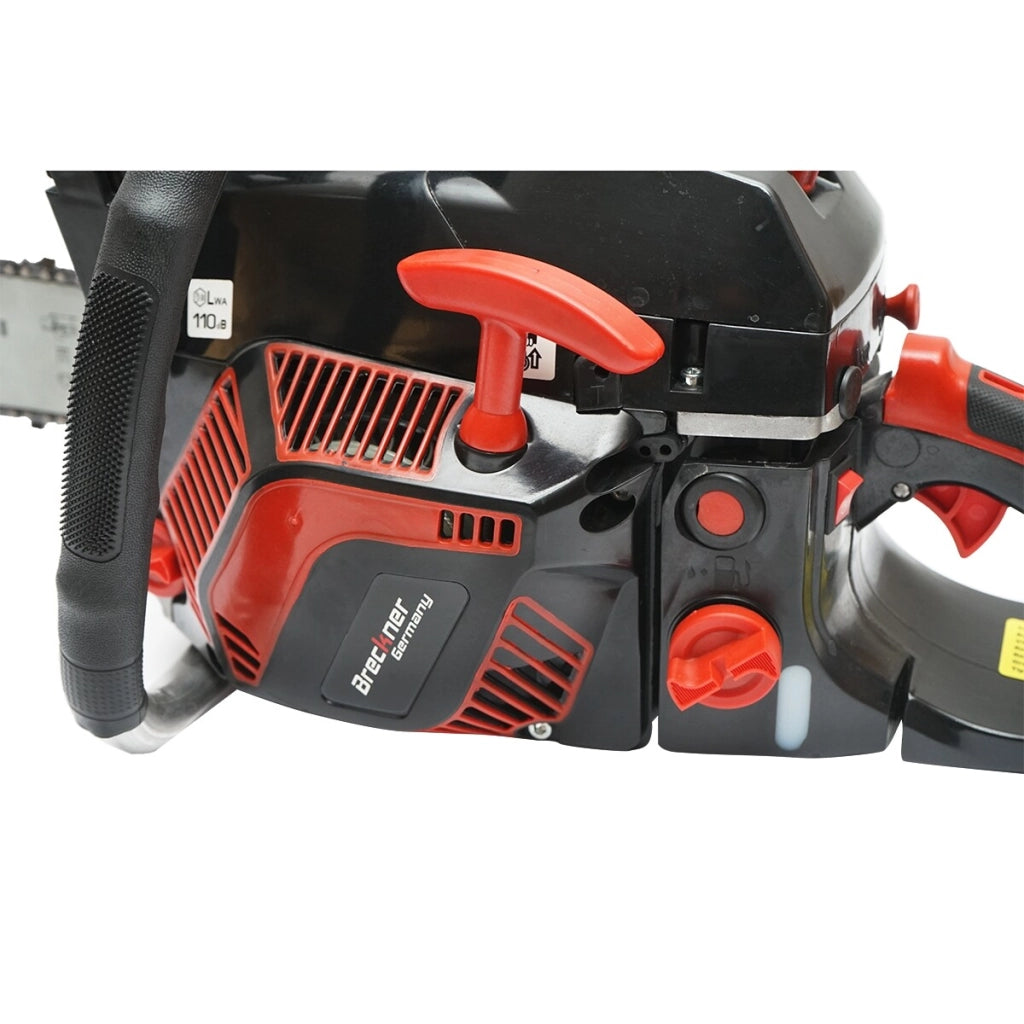 Motosega a benzina con motore a 2 tempi 2.2Kw, 8500rpm. 52cc. con lama 16/18", Motosega a sccoppio Breckner Germany