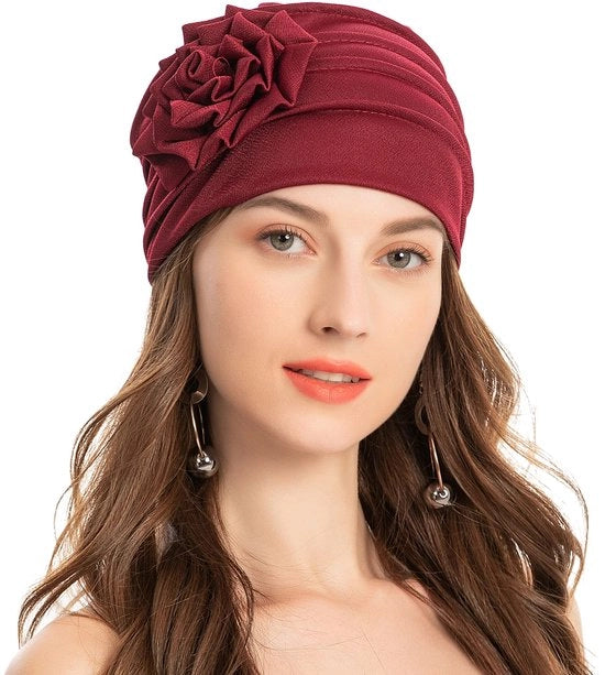 Cappello estivo elastico - Cappello da sole - Disegno fiorale - Respirante - Leggero - 100% Poliestere - Cappello per capelli