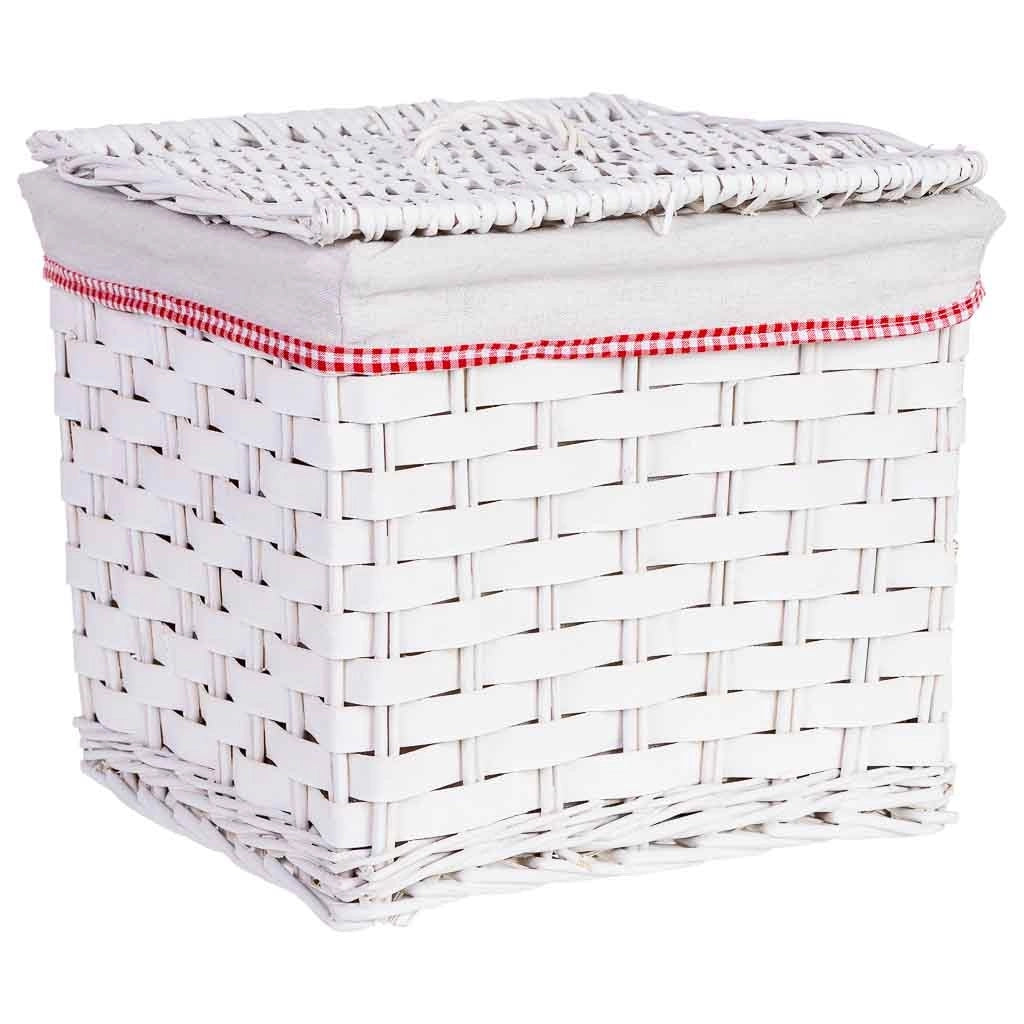 Cesto portabiancheria in vimini grigio 32x32x28h cm