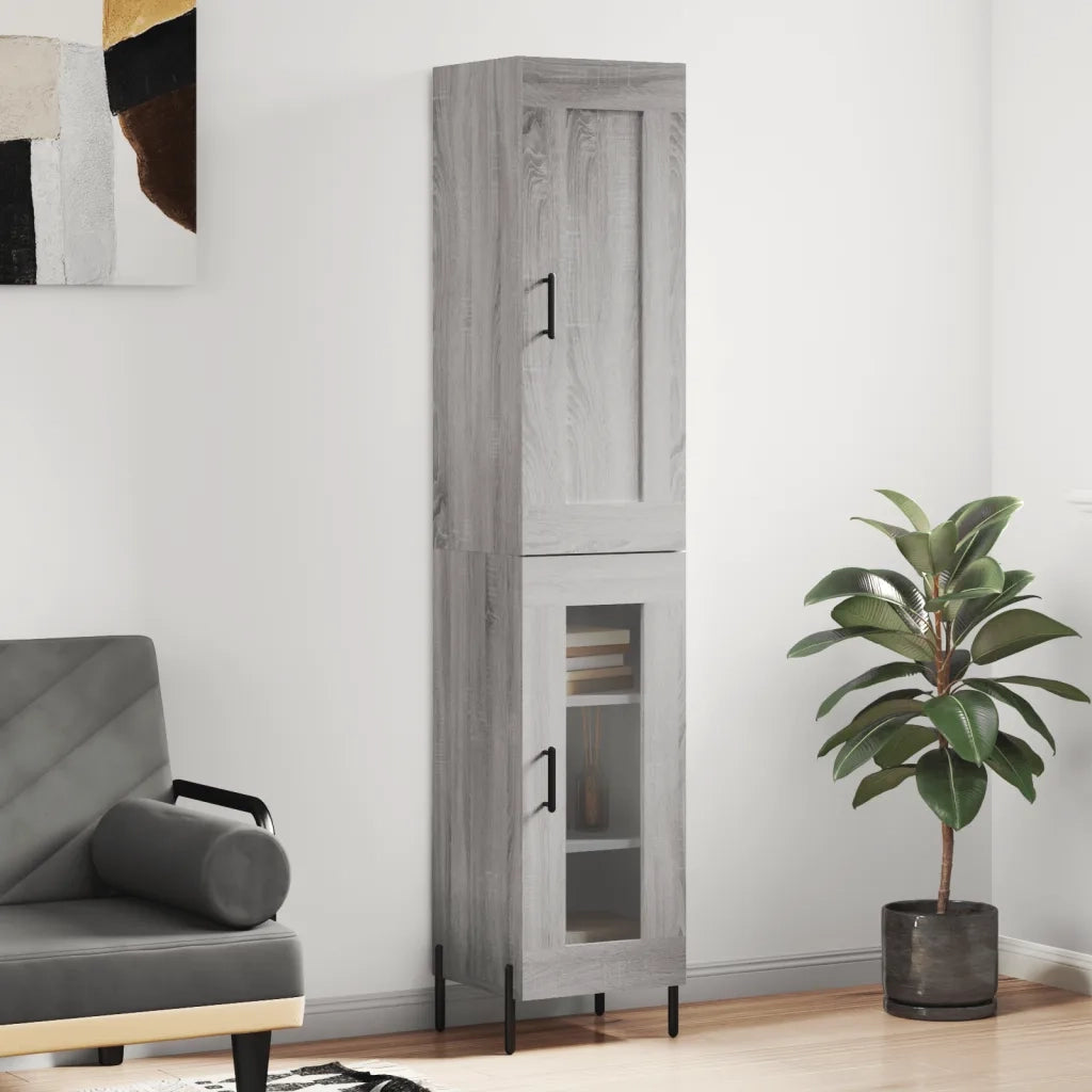 vidaXL Credenza Grigio Sonoma 34,5x34x180 cm in Legno Multistrato