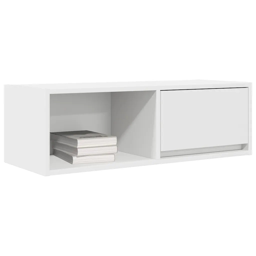 Mobili TV a Parete 2pz Bianchi 80x31x25,5 cm Legno Multistrato