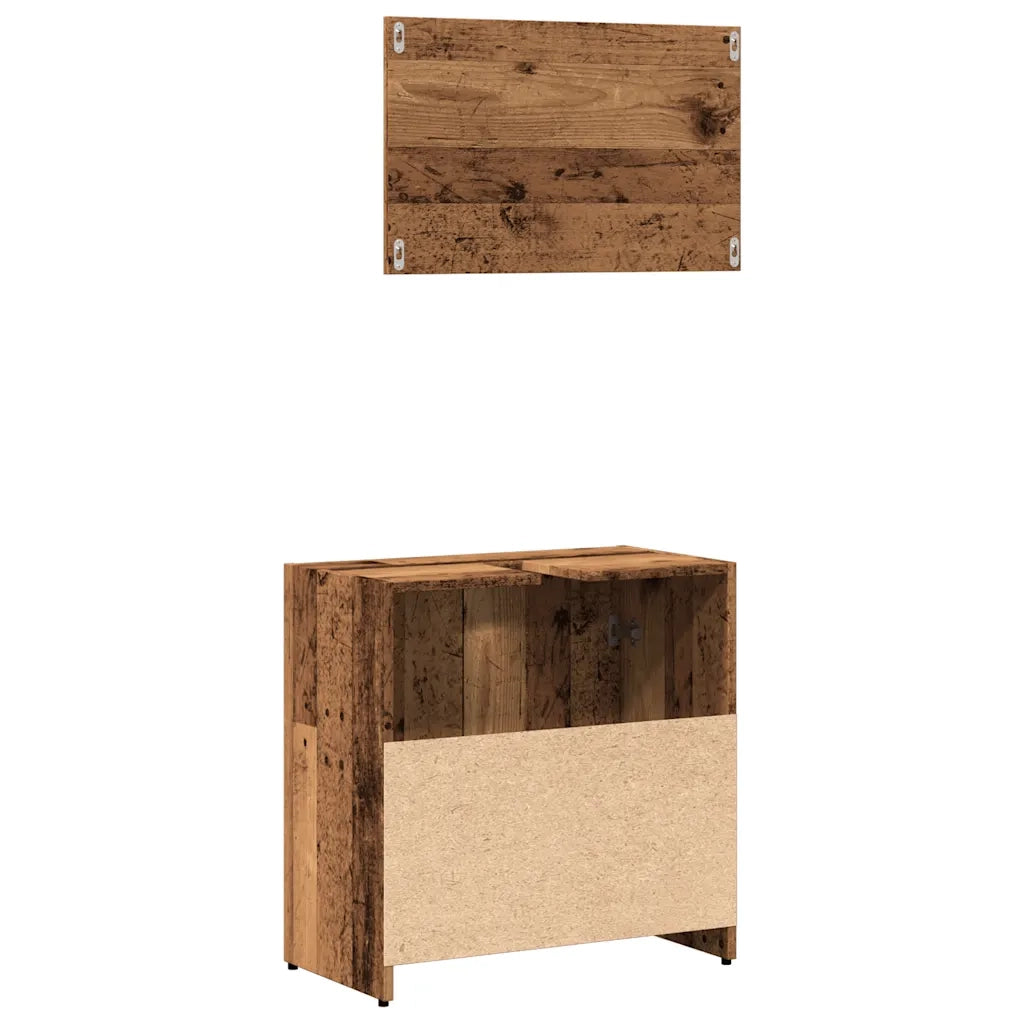 Mobile da Bagno con Specchio-Armadietto a Specchio da Bagno in Legno Antico Legno Multistrato 521259