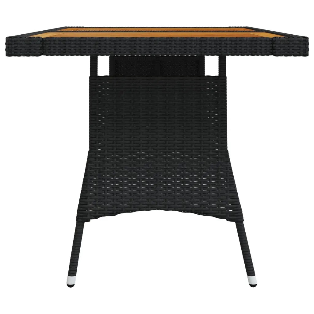 Tavolo Giardino Nero 130x70x72cm Polyrattan e Massello d'Acacia 318693