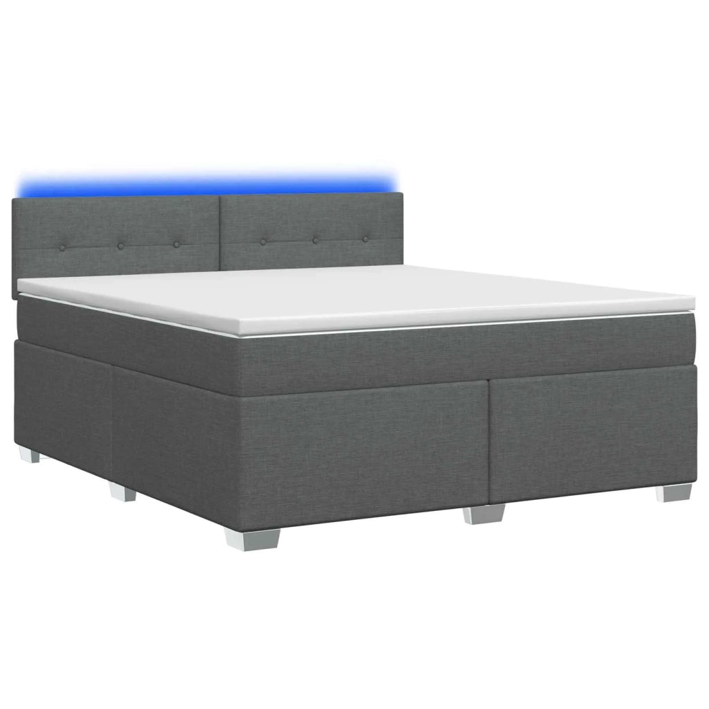 Letto con Box Spring, Materasso e LED Grigio Scuro 160 x 200 cm 3451981
