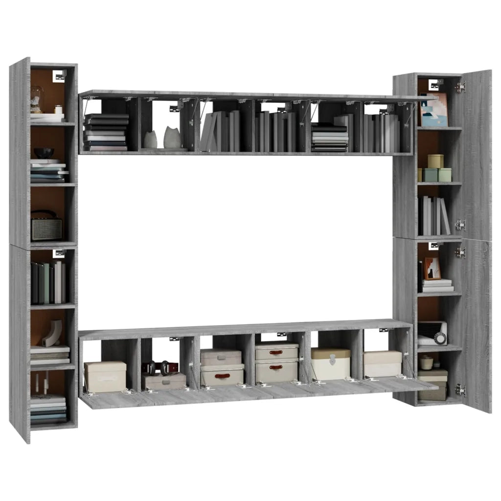 Set Mobili Porta TV 10 pz Grigio Sonoma in Legno Multistrato 3120219