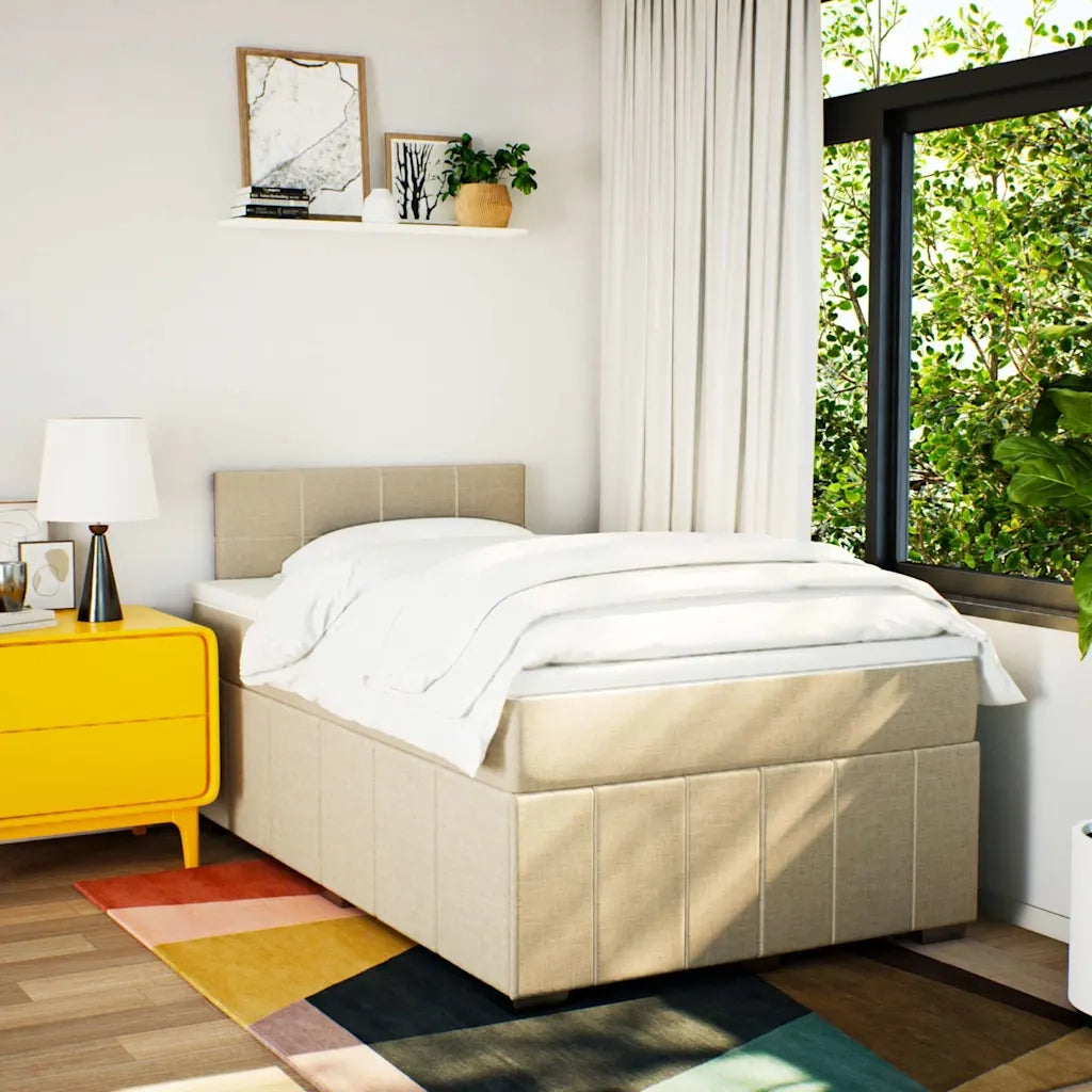 vidaXL Giroletto a Molle con Materasso Crema 120x200 cm in Tessuto