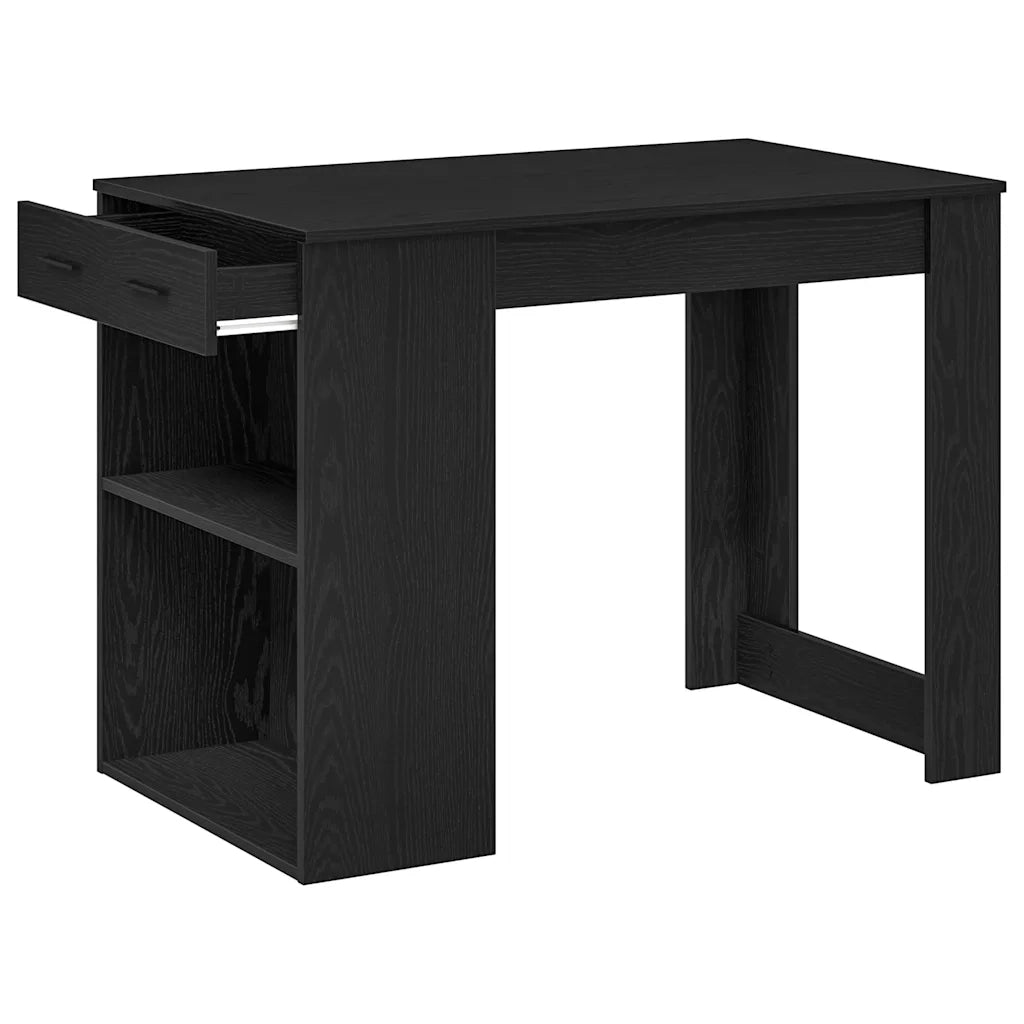 Scrivania con Cassetto e Ripiano Rovere nero Legno Multistrato 858687