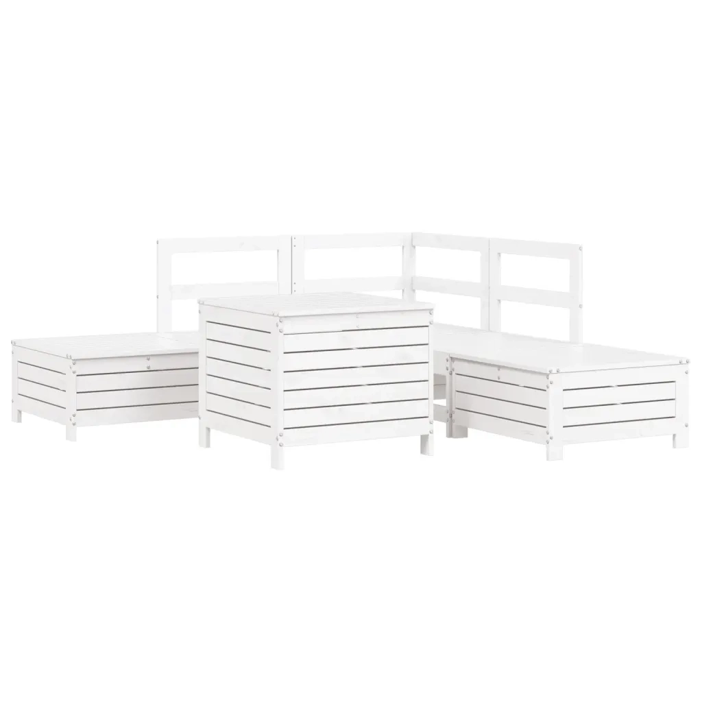 Set Divani da Giardino 6 pz Bianco in Legno Massello di Pino 3250705