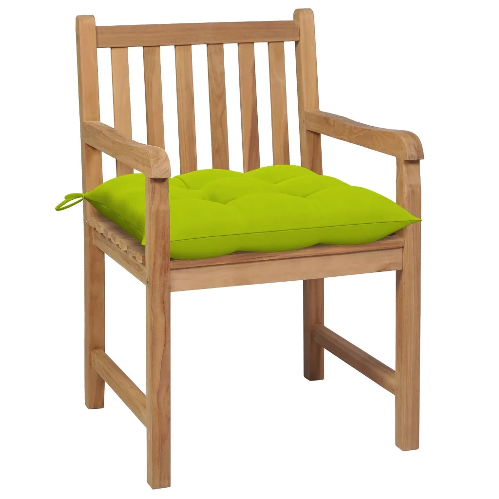 Sedie da Giardino 2 pz | Sedie da Esterno Cuscini Verde Brillante in Legno di Teak