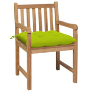Sedie da Giardino 2 pz | Sedie da Esterno Cuscini Verde Brillante in Legno di Teak