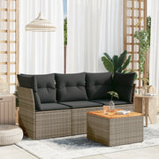Set Divani da Giardino 4 pz con Cuscini in Polyrattan Grigio 3223470