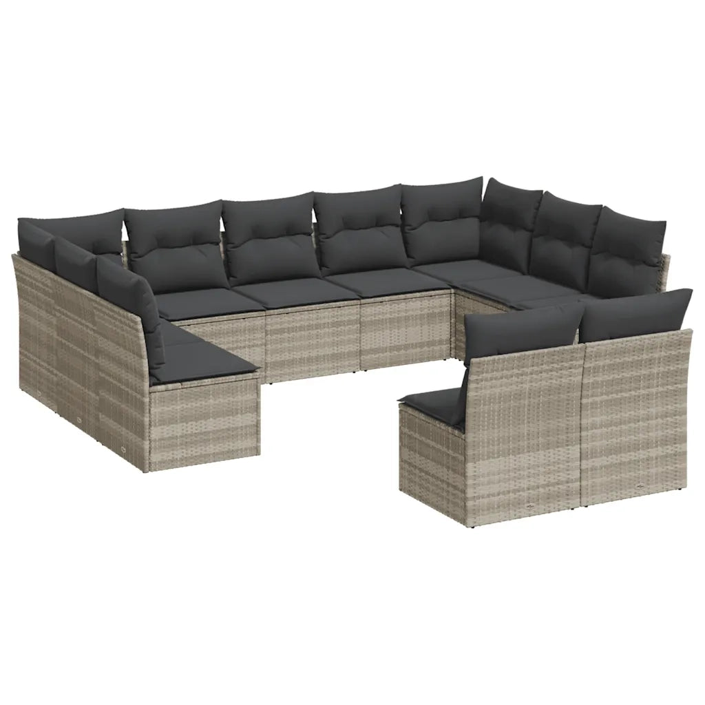Set Divani da Giardino 11 pz con Cuscini in Polyrattan Grigio
