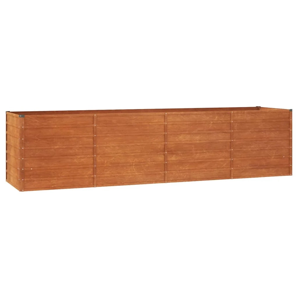 Fioriera rialzata per piante fiori terrazza giardino finitura ruggine 320 x 80 x 77 cm acciaio corten marrone 02_0039873