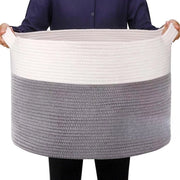 Mand XXL Extra grande canestro di cotone 56 x 56 x 35 cm, super grande canestro tessuto per coperte, canestro di conservazione con maniglie per giocattoli per bambini, piante, cuscini, soggiorno, canestro (grigio chiaro)